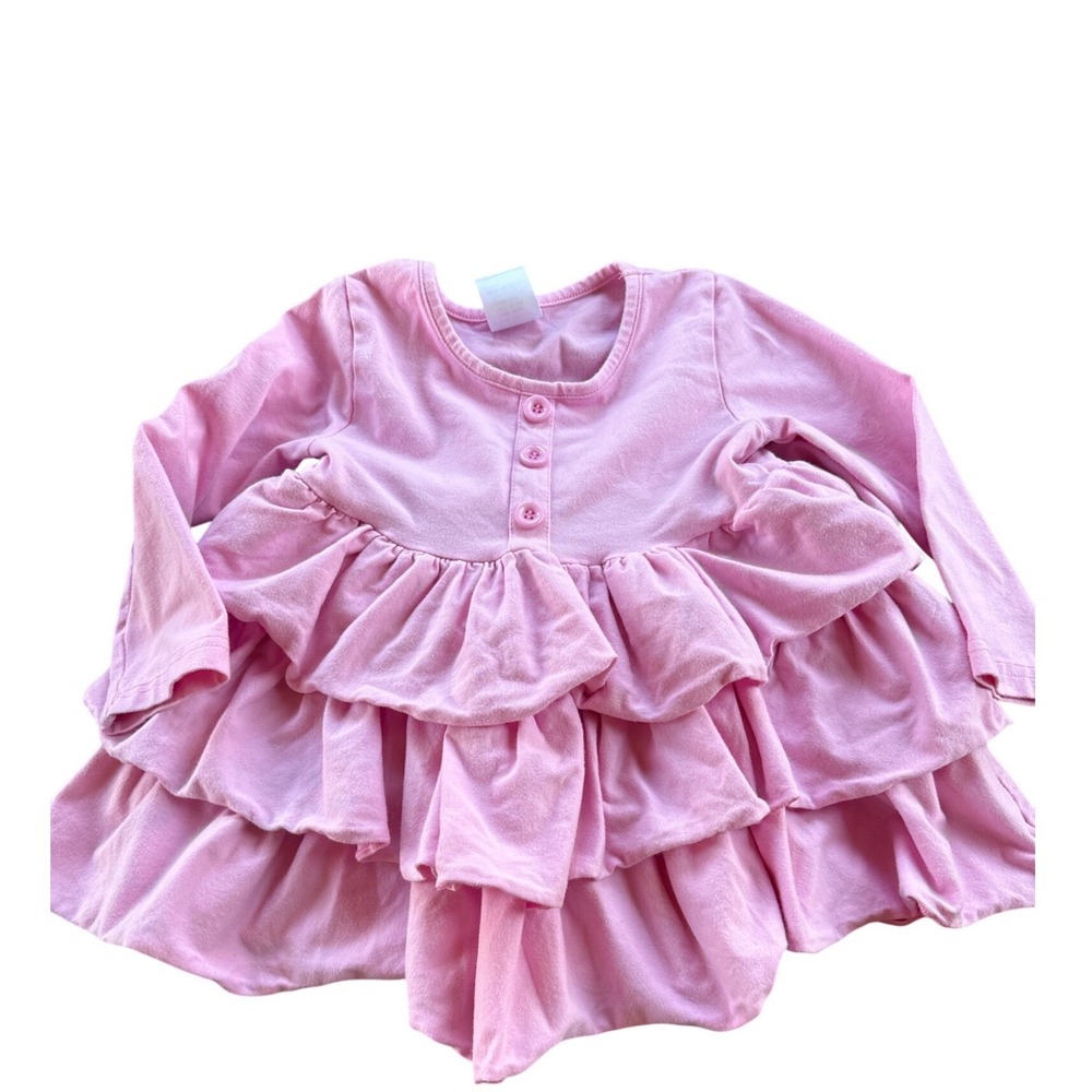 BMG Mia Belle Girls Pink Tiered Ruffle Long Sleeve Tunic Top 4T Kids